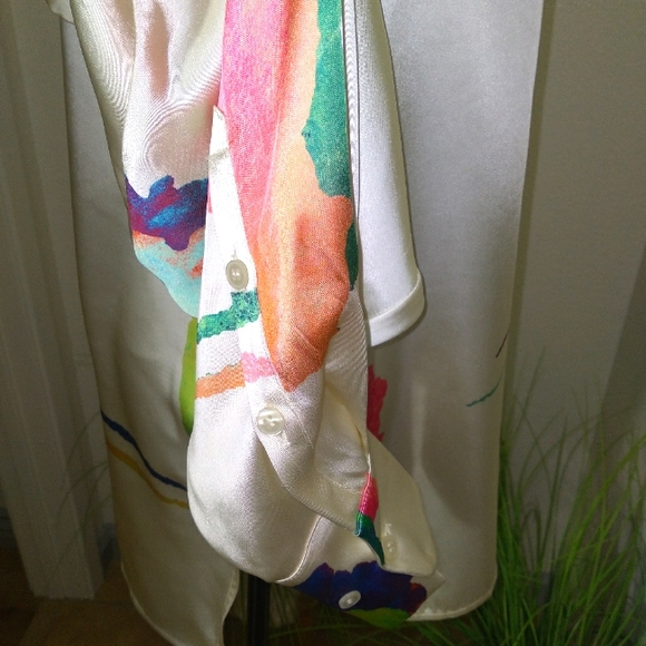 H&M STUDIO 2020 Women's MultiColor Abstract Print Long Sleeve Blouse- Size S - Picture 6 of 14